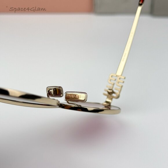 BRAND NEW Miu Miu MU54ZS ZVN50D Gold Pink Mirror Silver Pilot Unisex Sunglasses - Picture 9 of 11